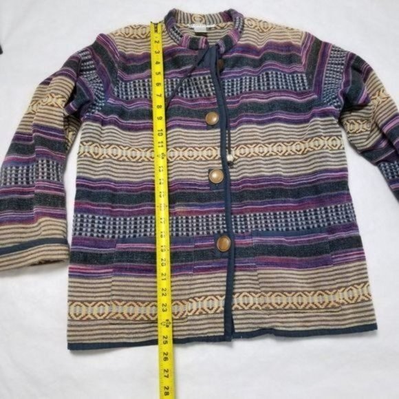VINTAGE Dress Barn Button Jacket Womens Medium Striped Retro Knit Coat - Picture 5 of 9